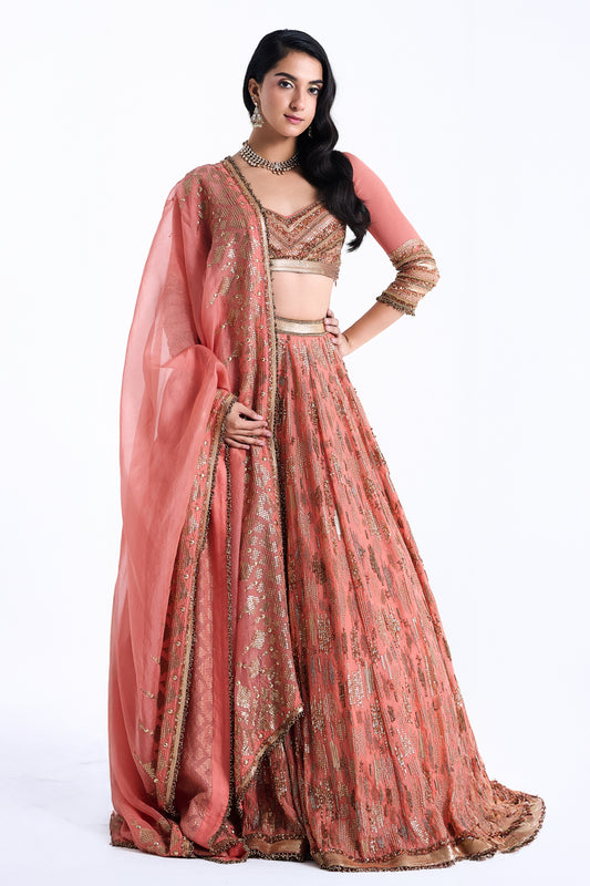 Lehenga Set in Abstract Sequin Embroidery