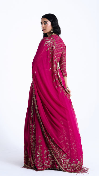 Lehenga Set in Sequin Embroidery in Diya Border Design