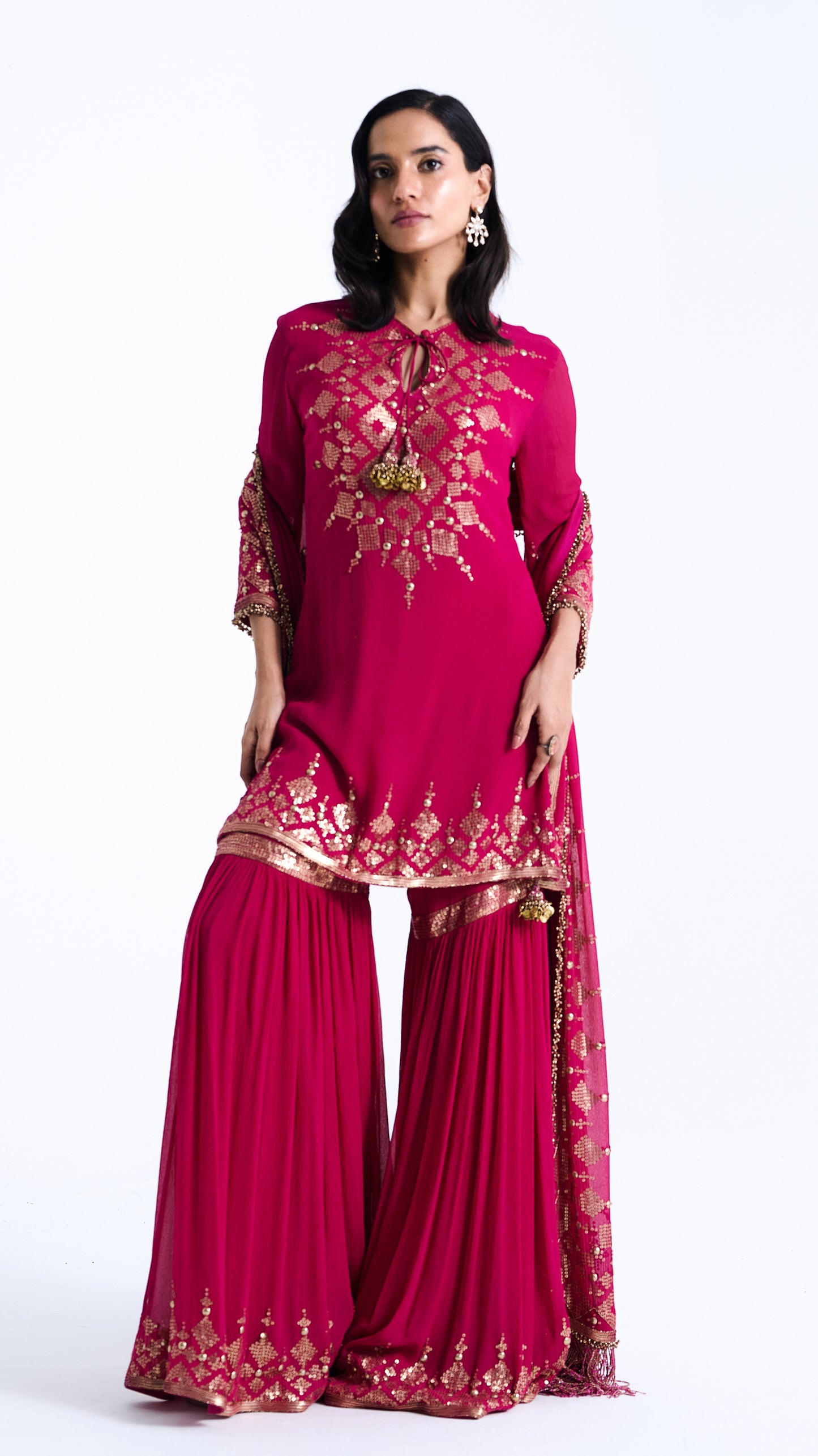 Gharara Set in Sequin Diya Border Design Embroidery