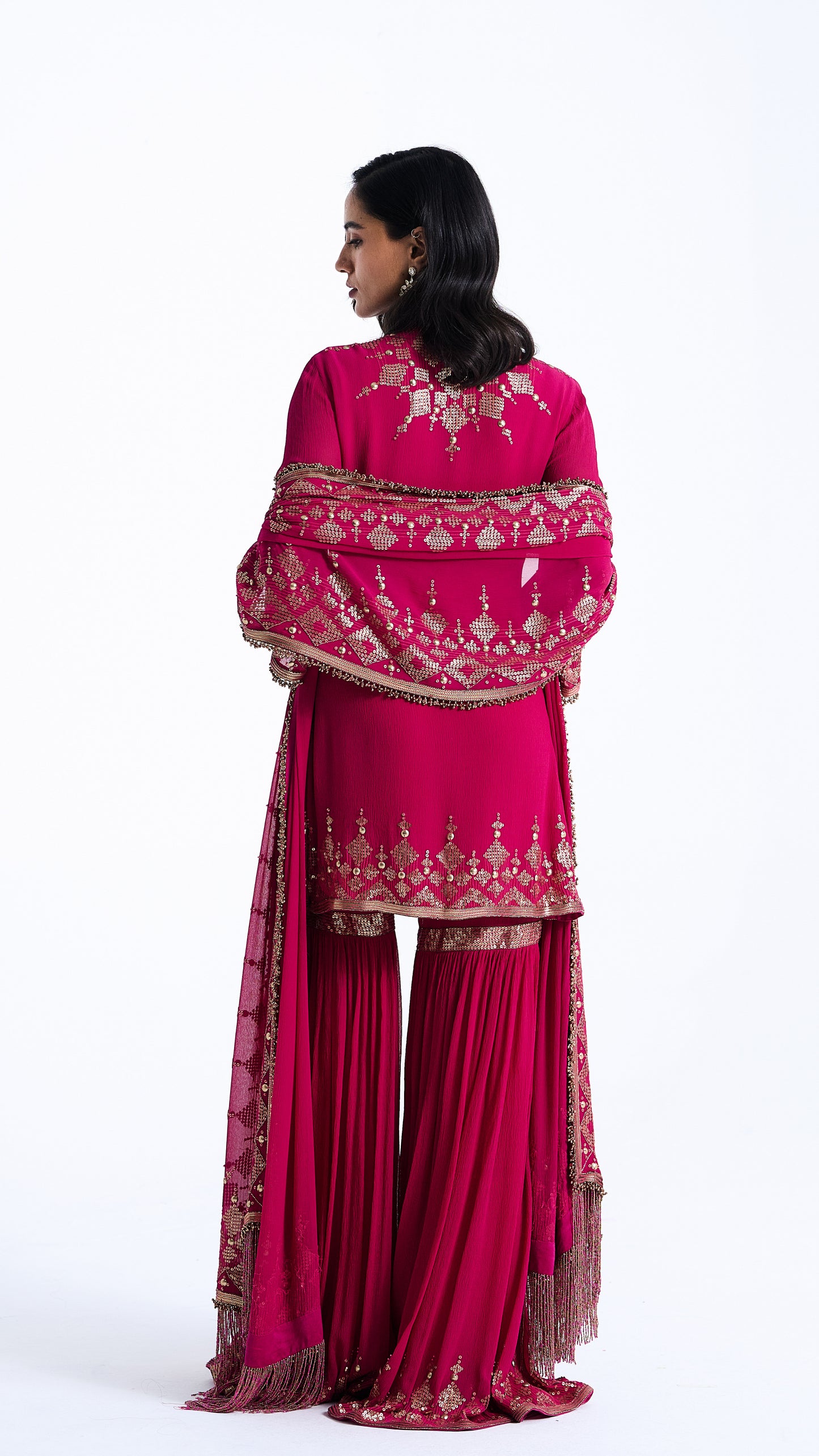 Gharara Set in Sequin Diya Border Design Embroidery