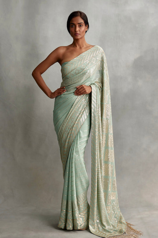 Sari Set in diamond design in small sequin embroidery