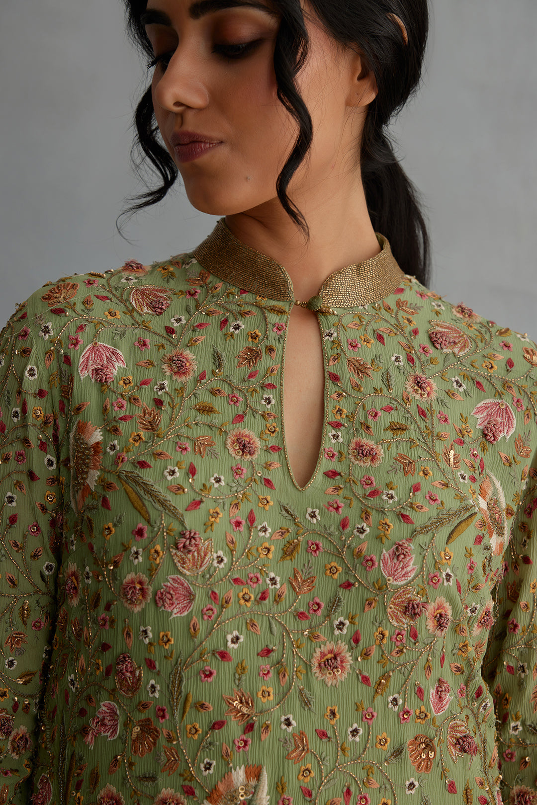 Gharara Set in Intricate Floral  Embroidery