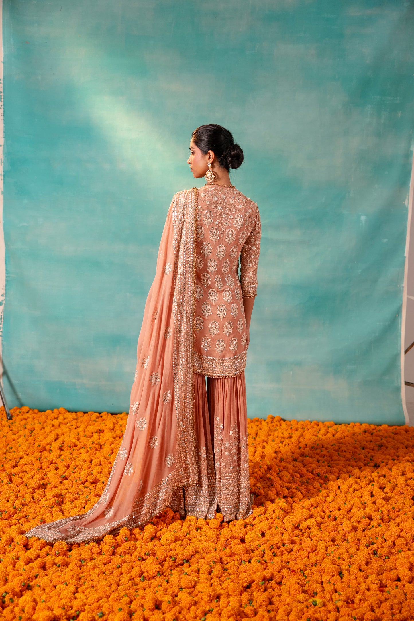 Gharara Set in Mirror and Thread Embroidery