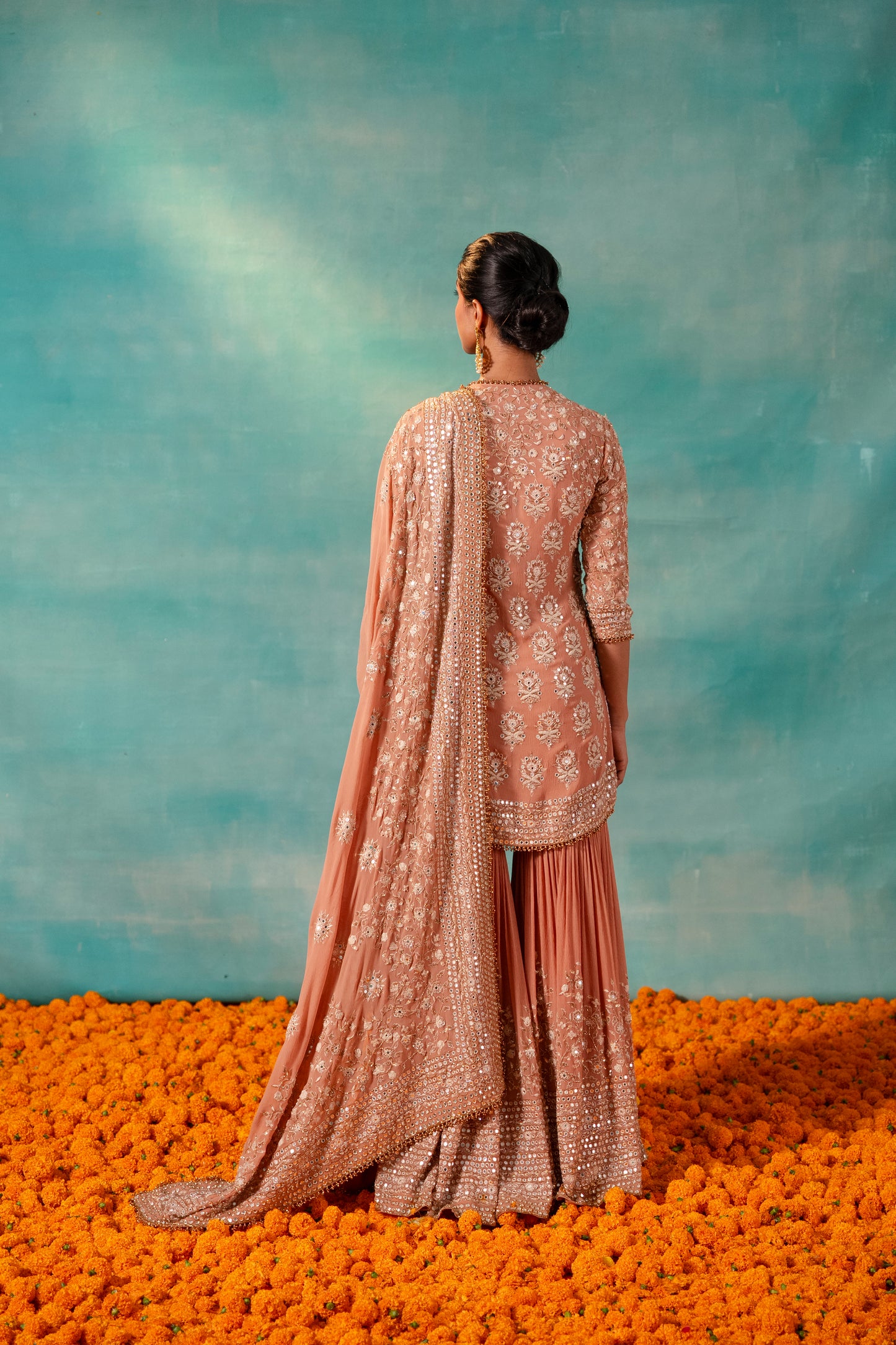 Gharara Set in Mirror and Thread Embroidery