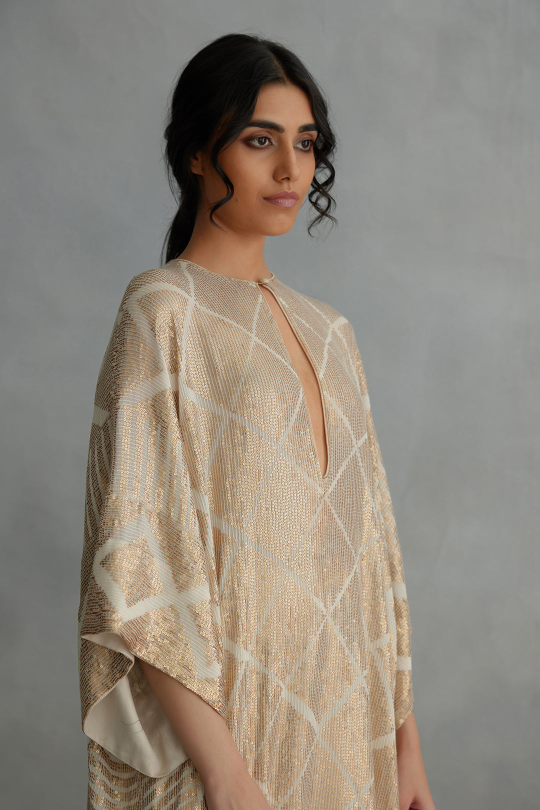Kaftan Set in Small Sequin Embroidery