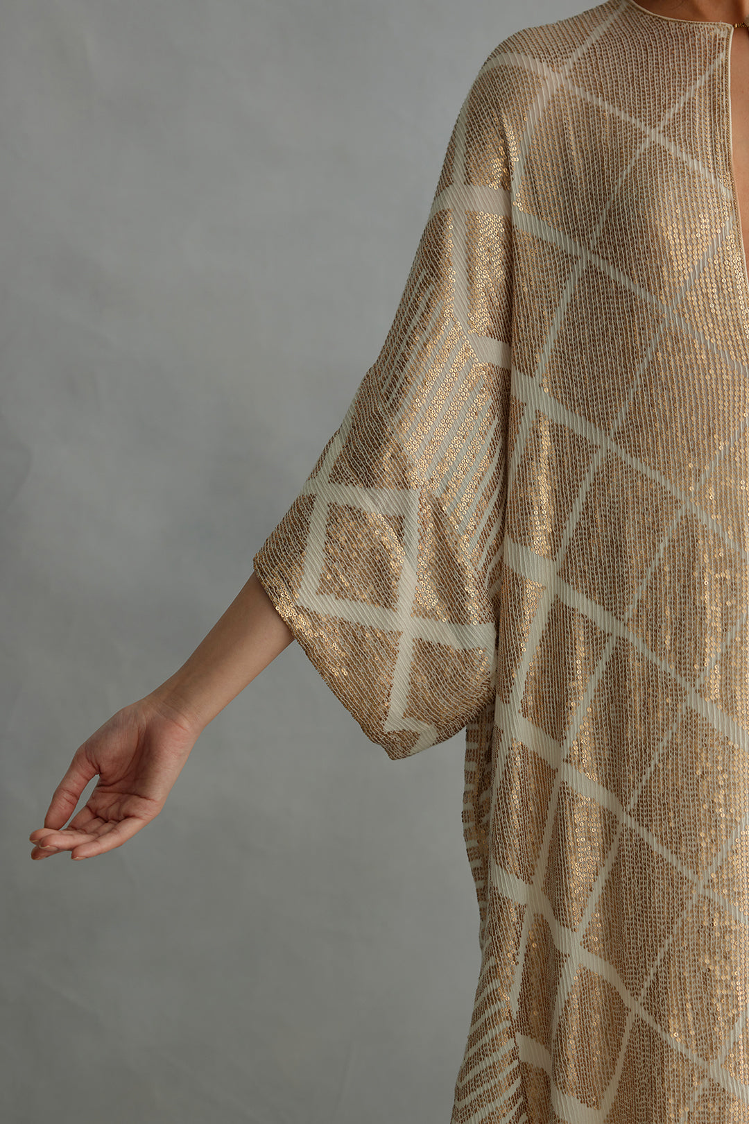 Kaftan Set in Small Sequin Embroidery