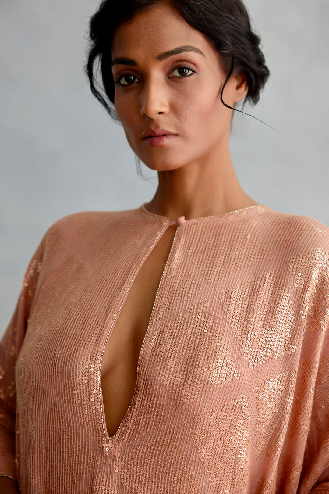 Kaftan Set in Small Sequin Embroidery