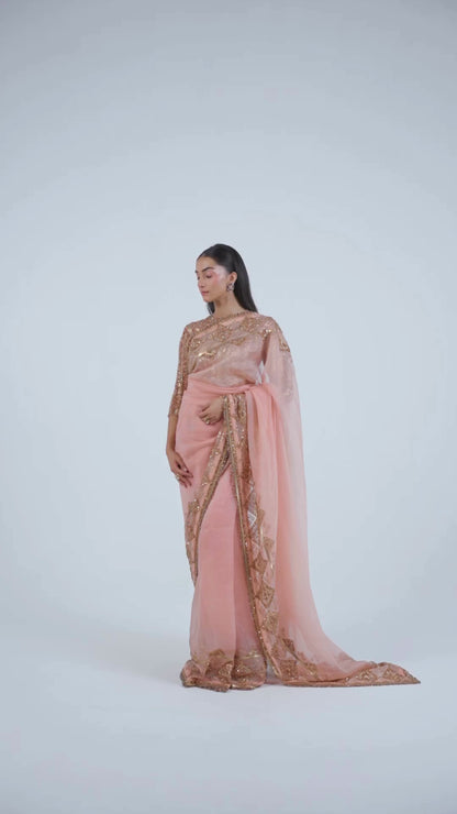 Sari Set in a Geometric Sequin Pattern