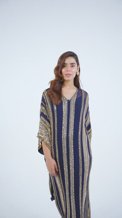 Kaftan Set in Sequin Mirror Loat Embroidery