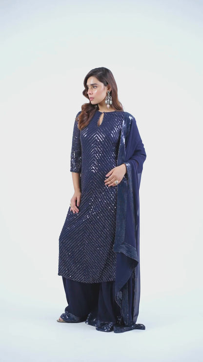 Kurta Set in Tonal Sequin Embroidery