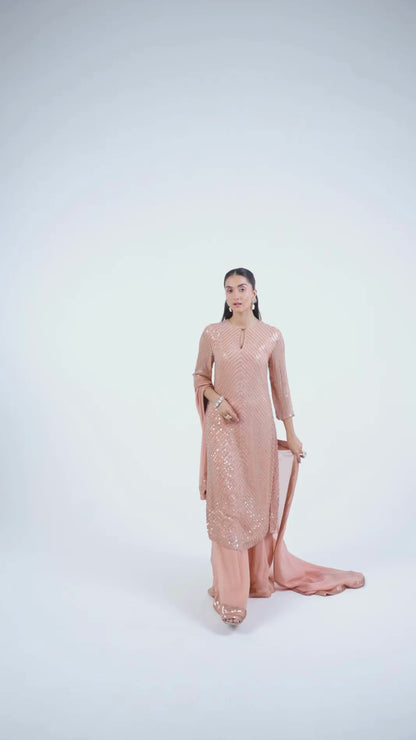Kurta Set in Tonal Sequin Embroidery