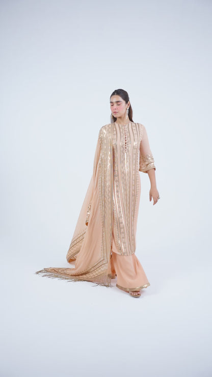 Kurta Set in Sequin embroidery in Diya Border Design