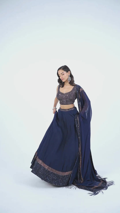 Lehenga Set in Stone and Sequin Embroidery