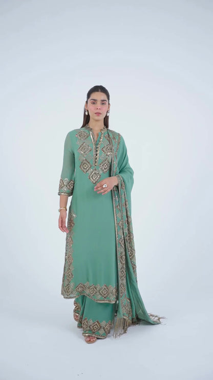 Kurta Set in Geometric Sequin Embroidery