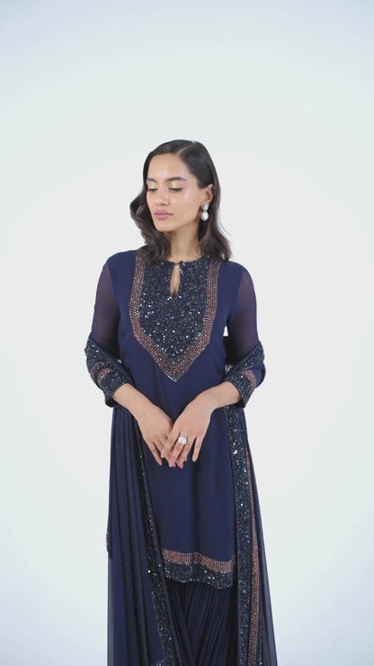 Gharara Set in Stone and Sequin Embroidery