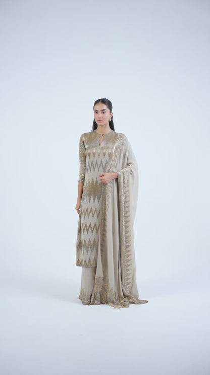 Kurta Set in Zig Zag Cutdana Embroidery