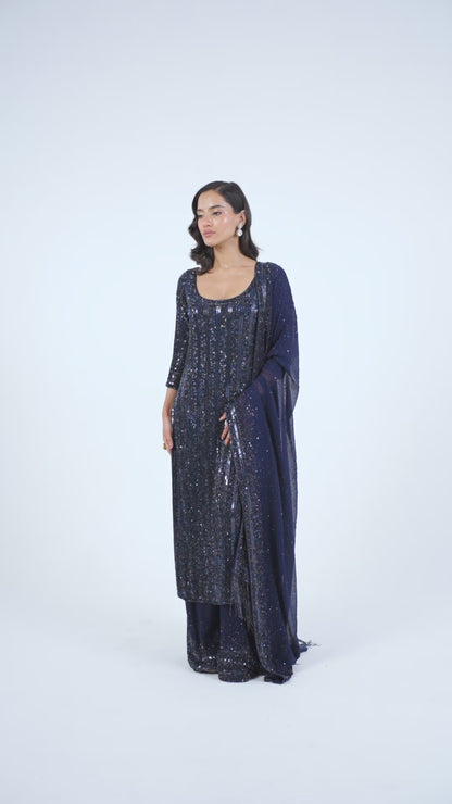 Kurta Set in Mixed Line Sequin Embroidery