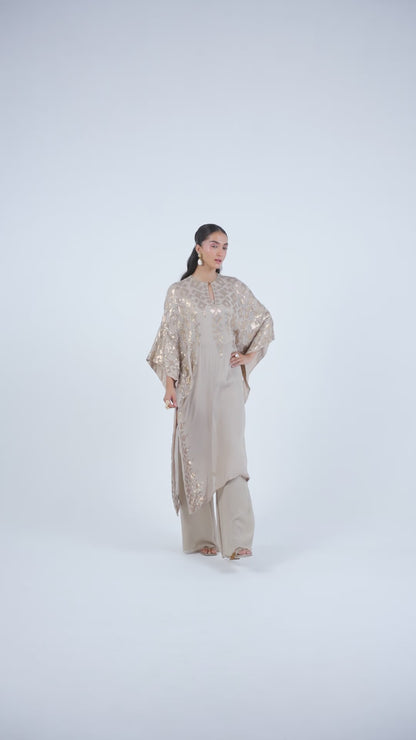 Kaftan Set in Sequin Embroidery in Diya Border Design