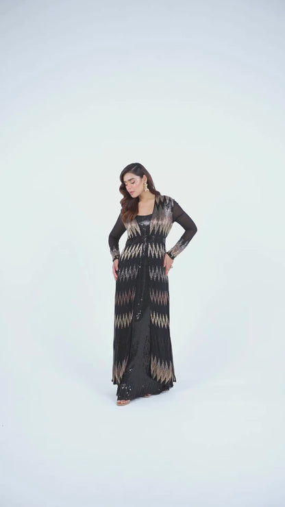 Jacket Set in Zig Zag Cutdana Embroidery