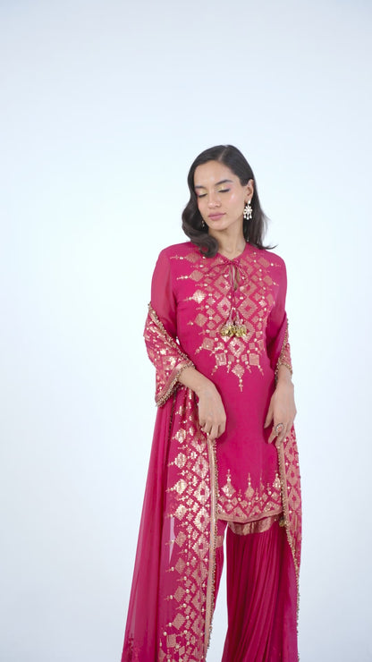 Gharara Set in Sequin Diya Border Design Embroidery