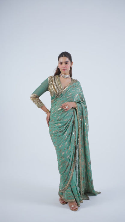Sari Set in Abstract Sequin Embroidery